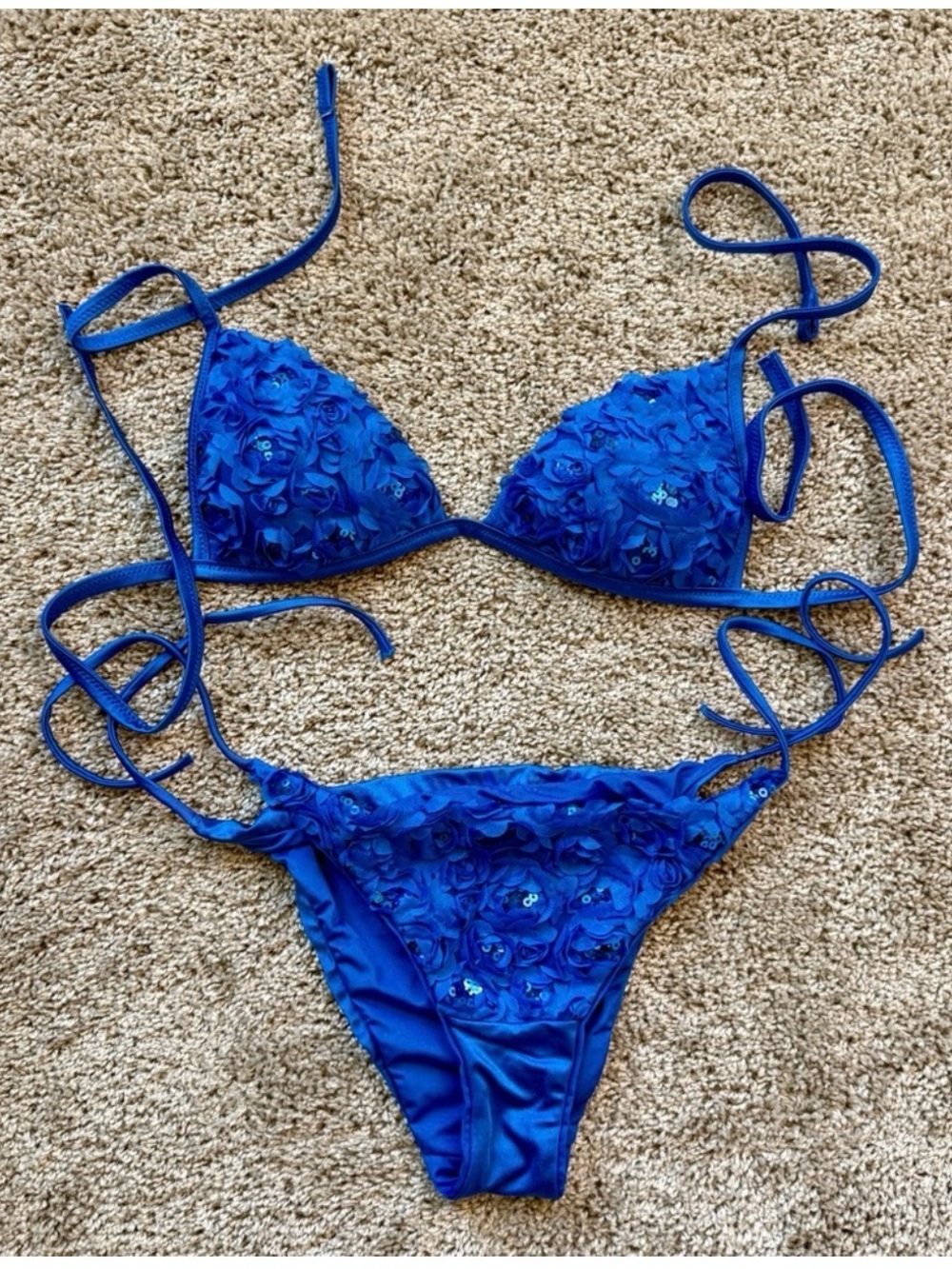 Calzedonia blue sequin bikini NWOT